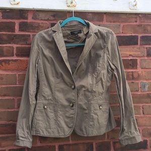 Talbots olive green blazed jacket size 12P
